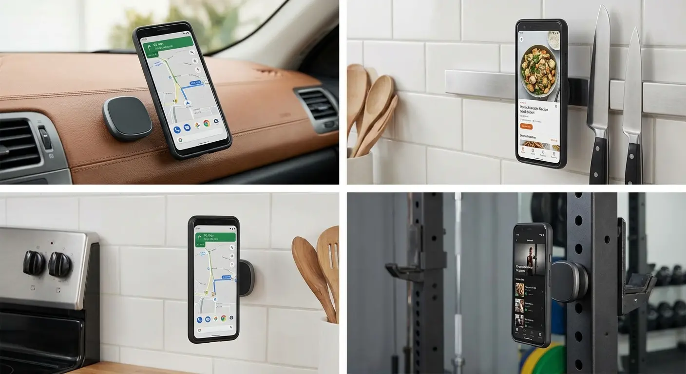 Magnetic phone attachment system