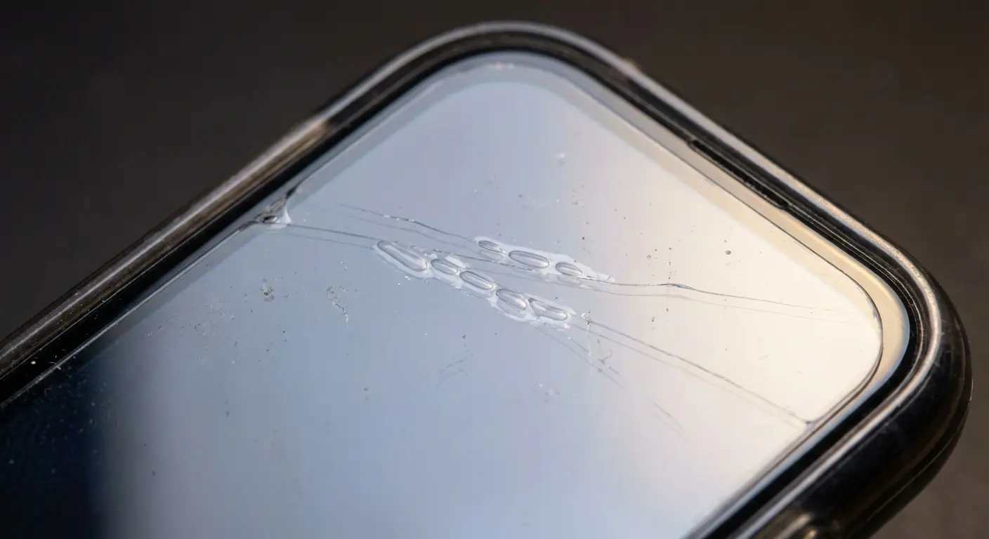 Air bubbles trapped along scratch lines