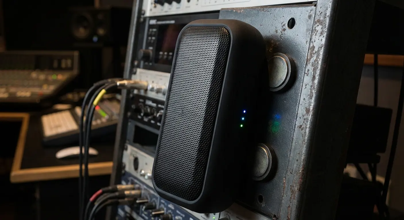 Phone in Rokform case mounted on a stand using magnet