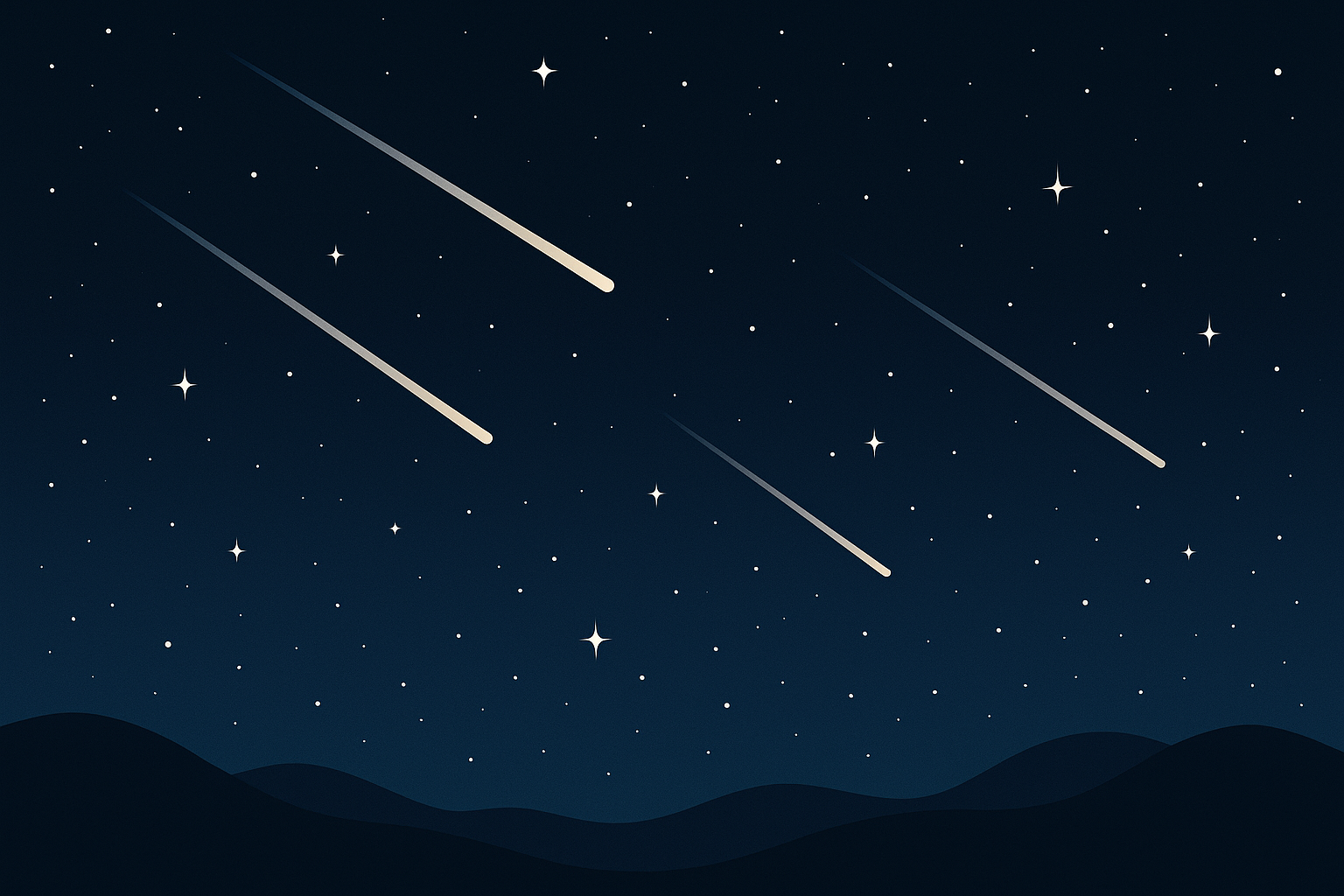 Perseid meteor shower with shooting stars across night sky