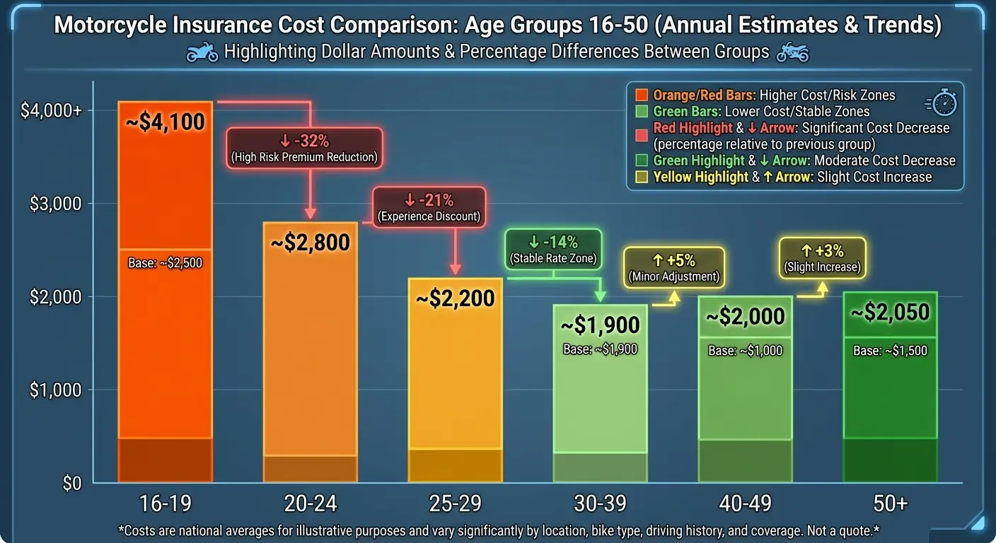 Young rider insurance cost comparison chart