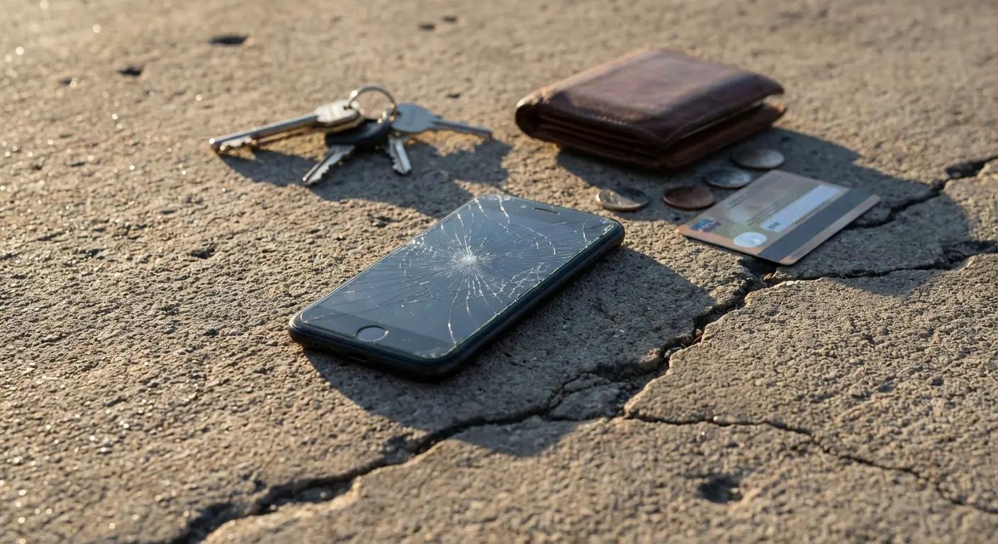 Phone security concept with digital and physical threats