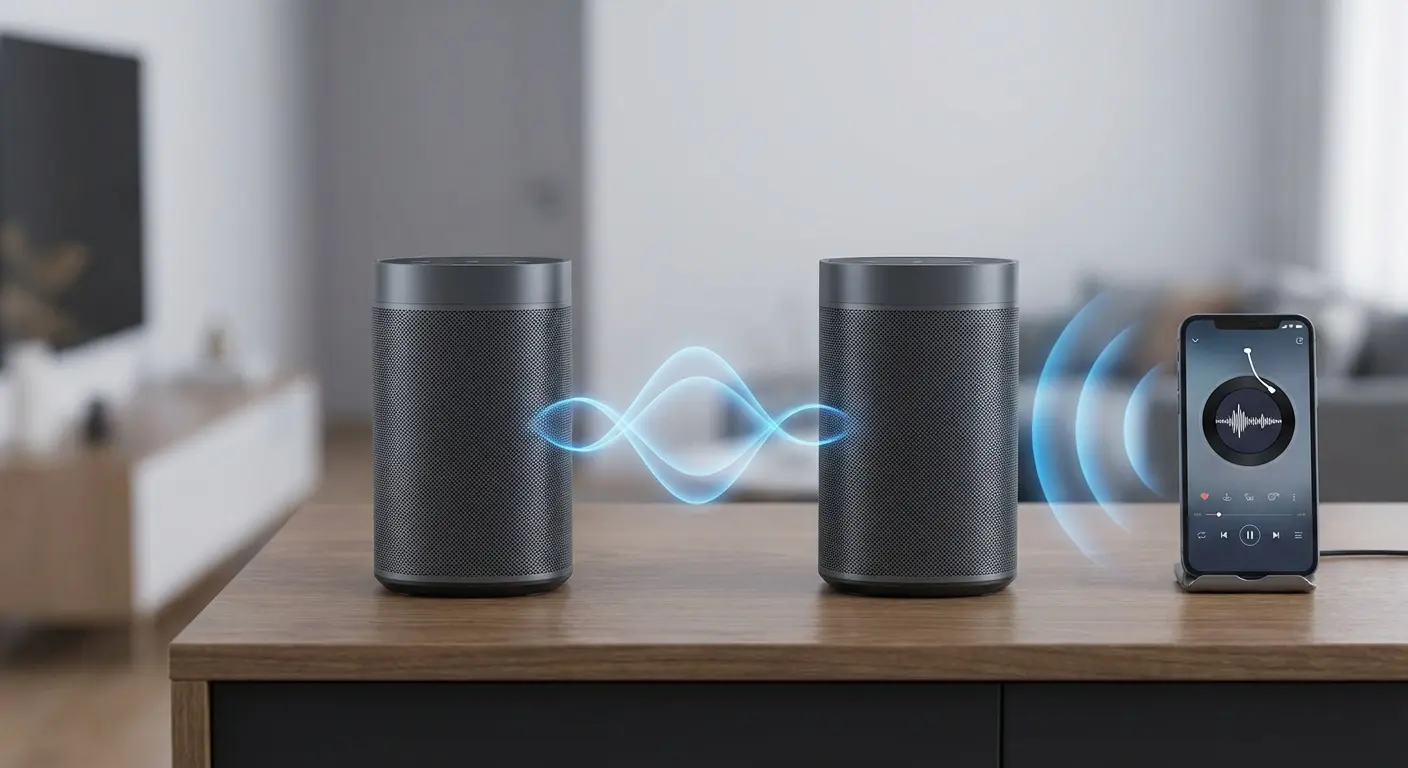 Two Bluetooth speakers paired together wirelessly