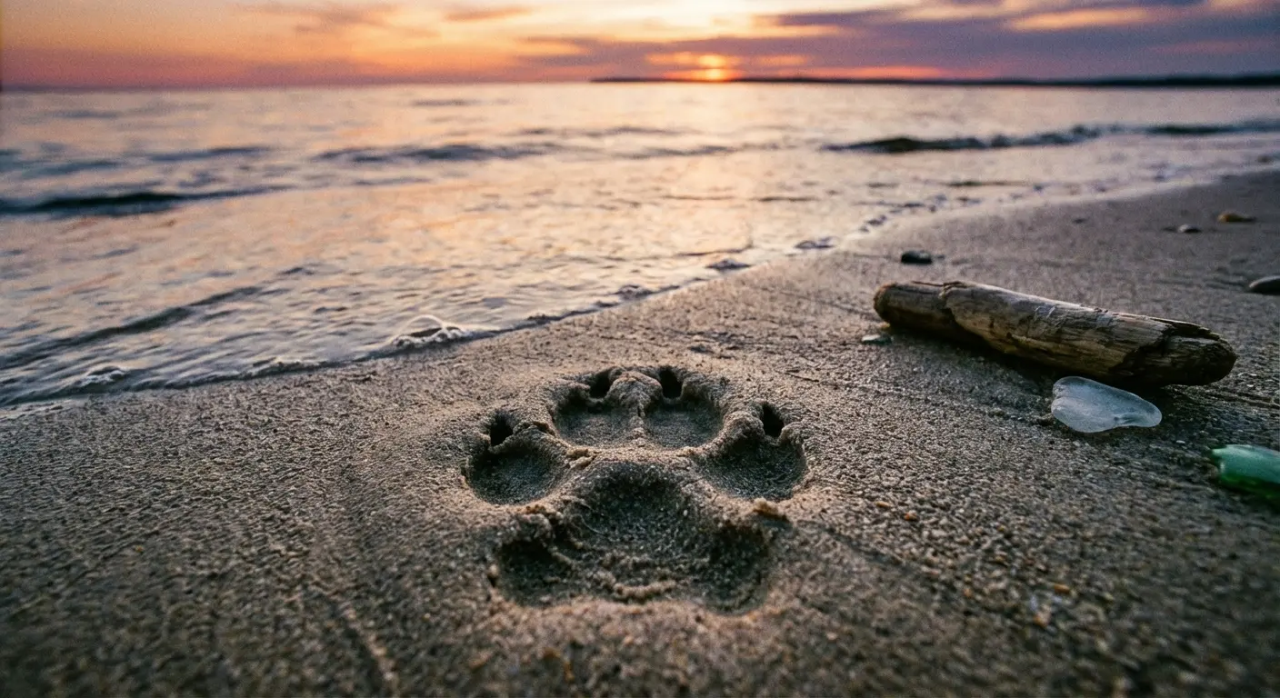 Paw prints in sand