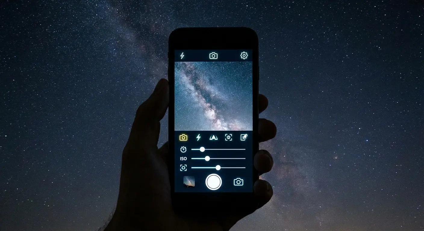Manual camera app interface for aurora photography