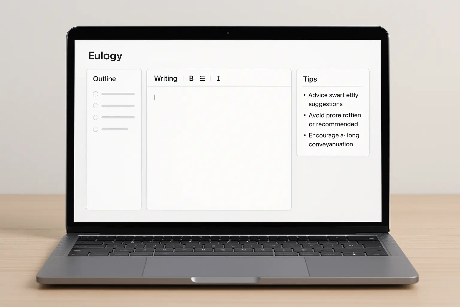 Person using technology to write eulogy