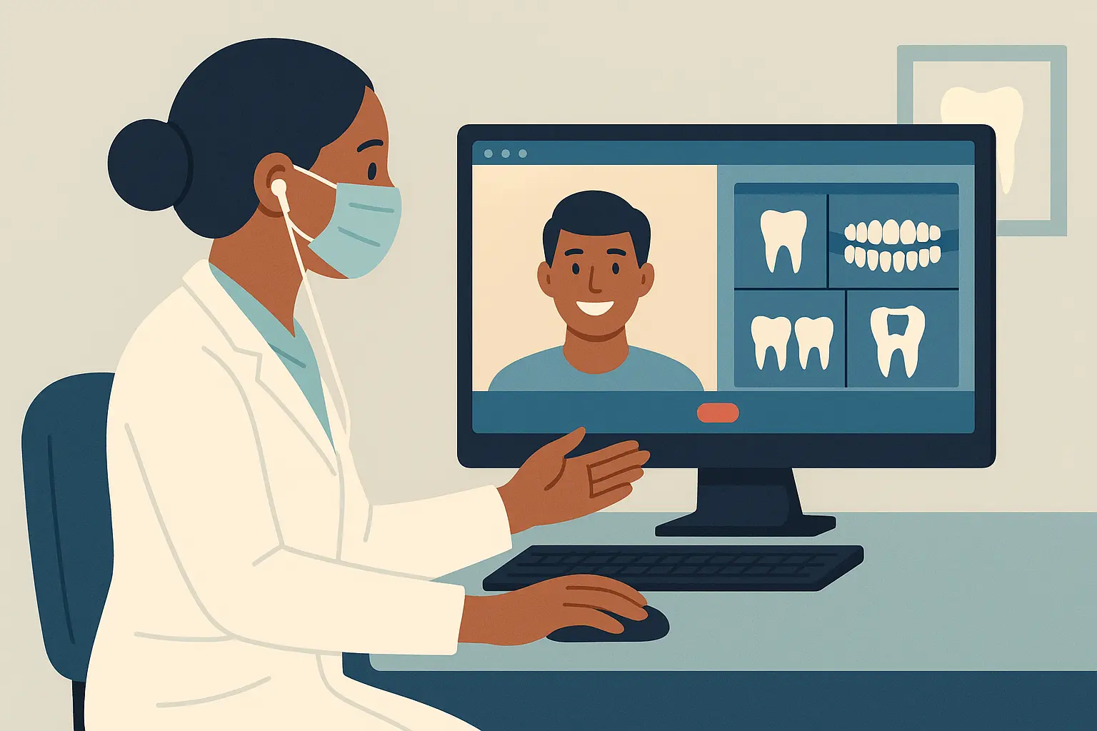 Teledentistry coordinator conducting virtual patient consultation