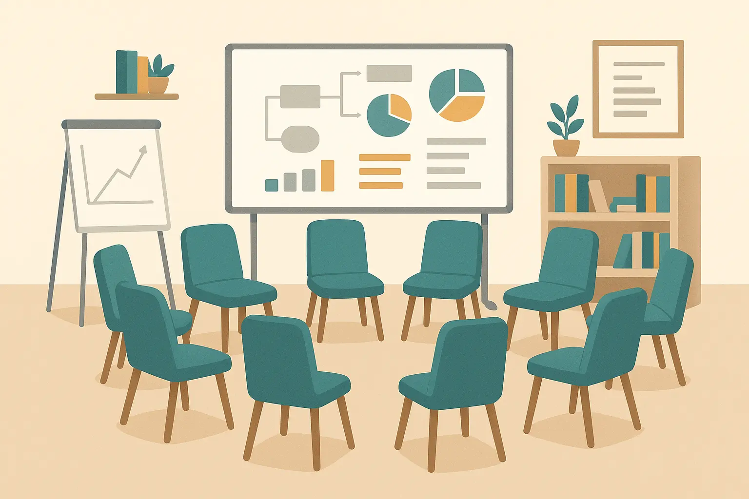 Mentor teaching and sharing knowledge with colleagues in office setting