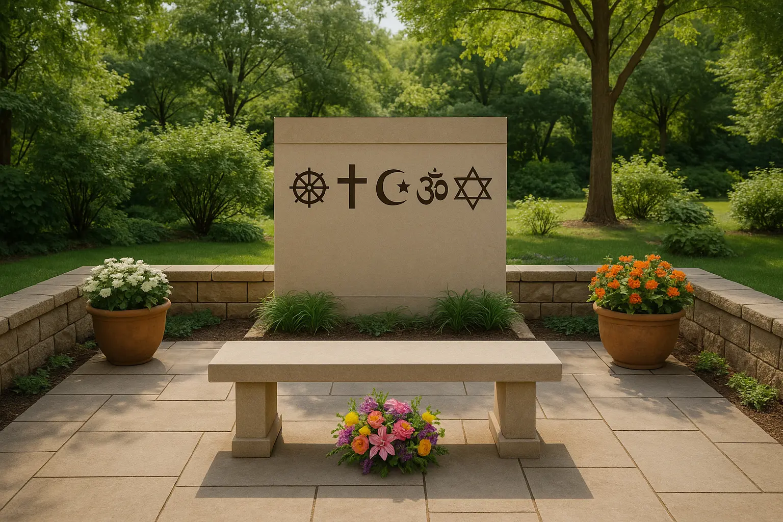 Diverse family gathering in memorial setting