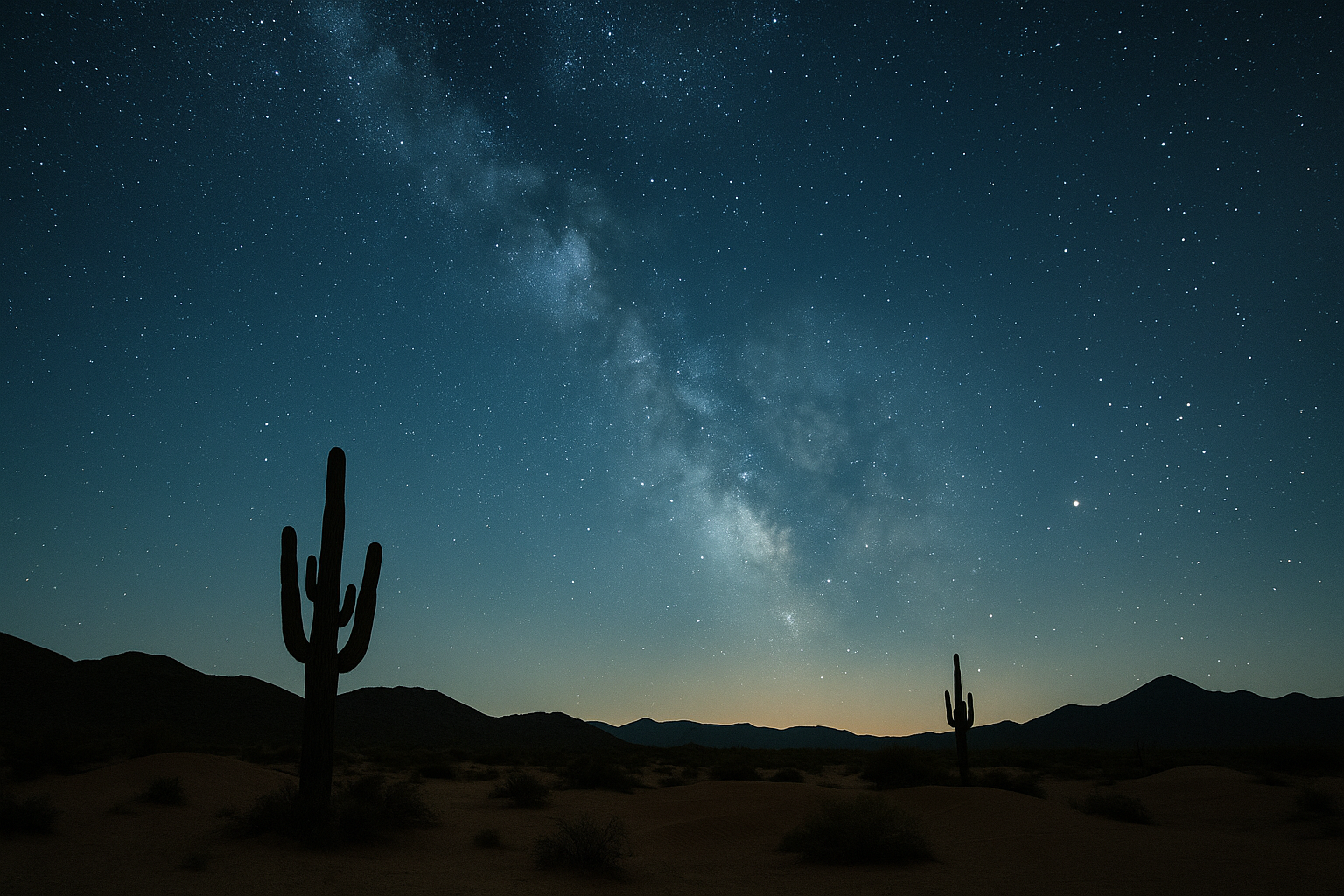 Desert night sky with Milky Way stars