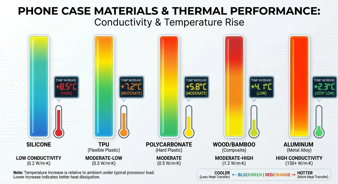 Phone case thermal conductivity comparison