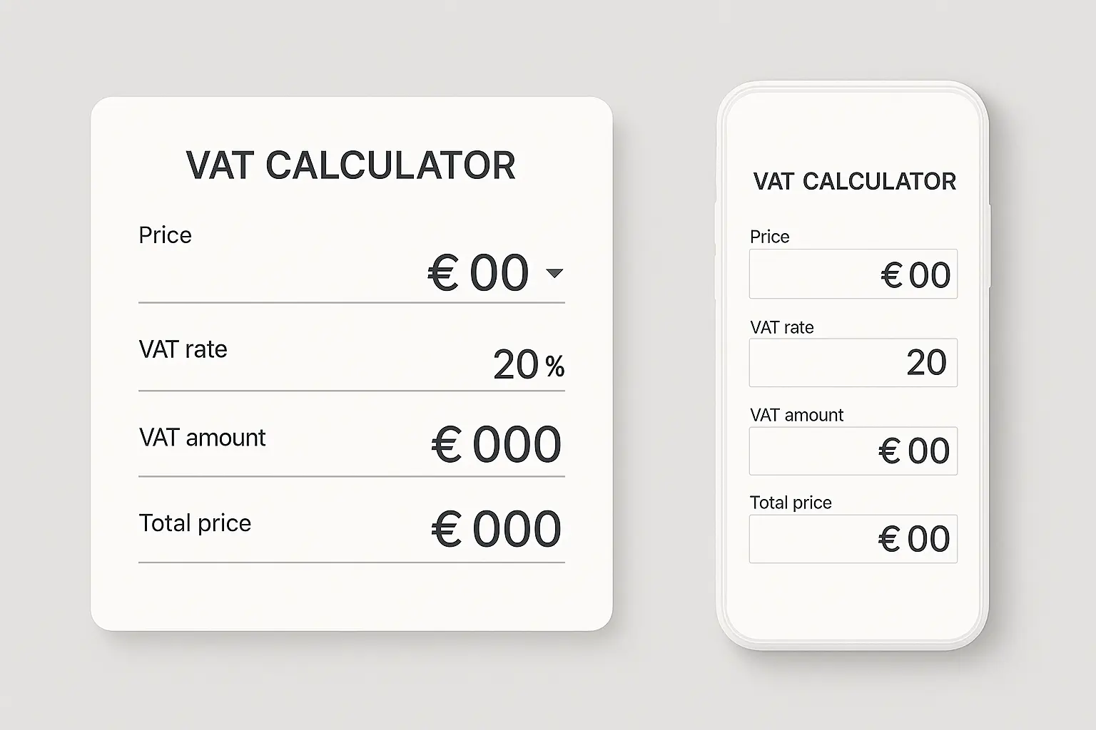 Online VAT Calculator Selection