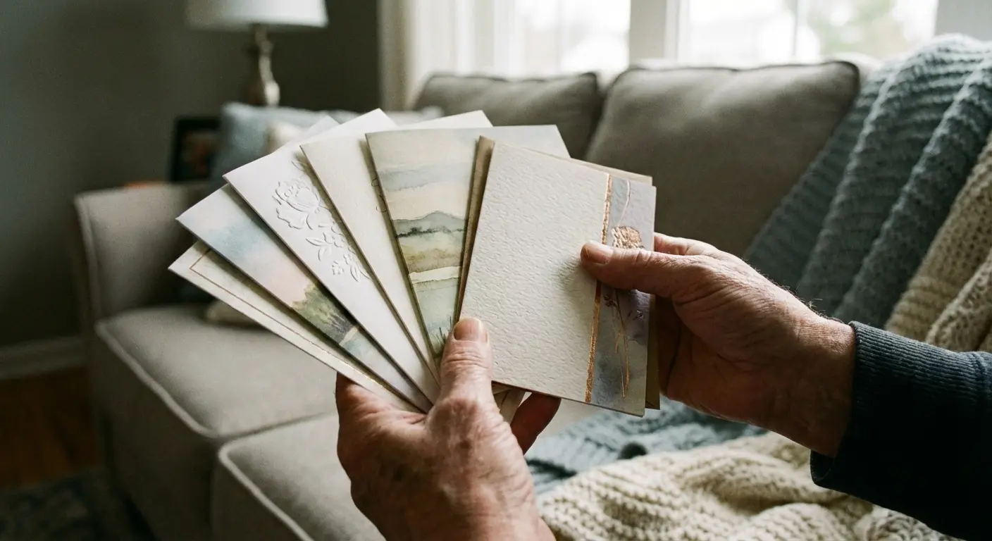 Person writing a sympathy card