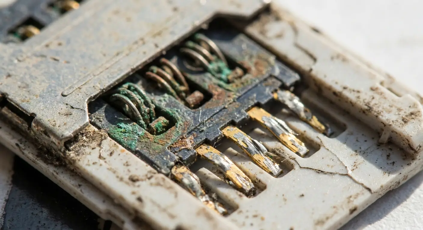 SIM card tray mechanism close-up view