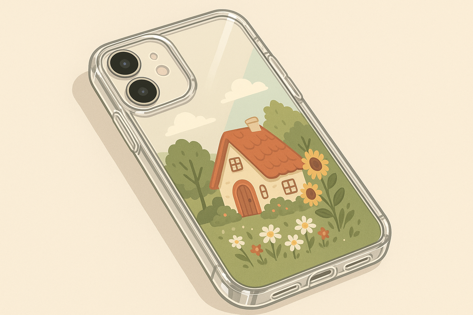 Rokform crystal case protecting cottagecore wallpaper