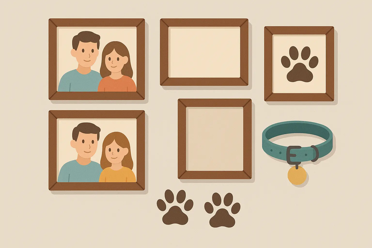 Family gathered around dog memorial