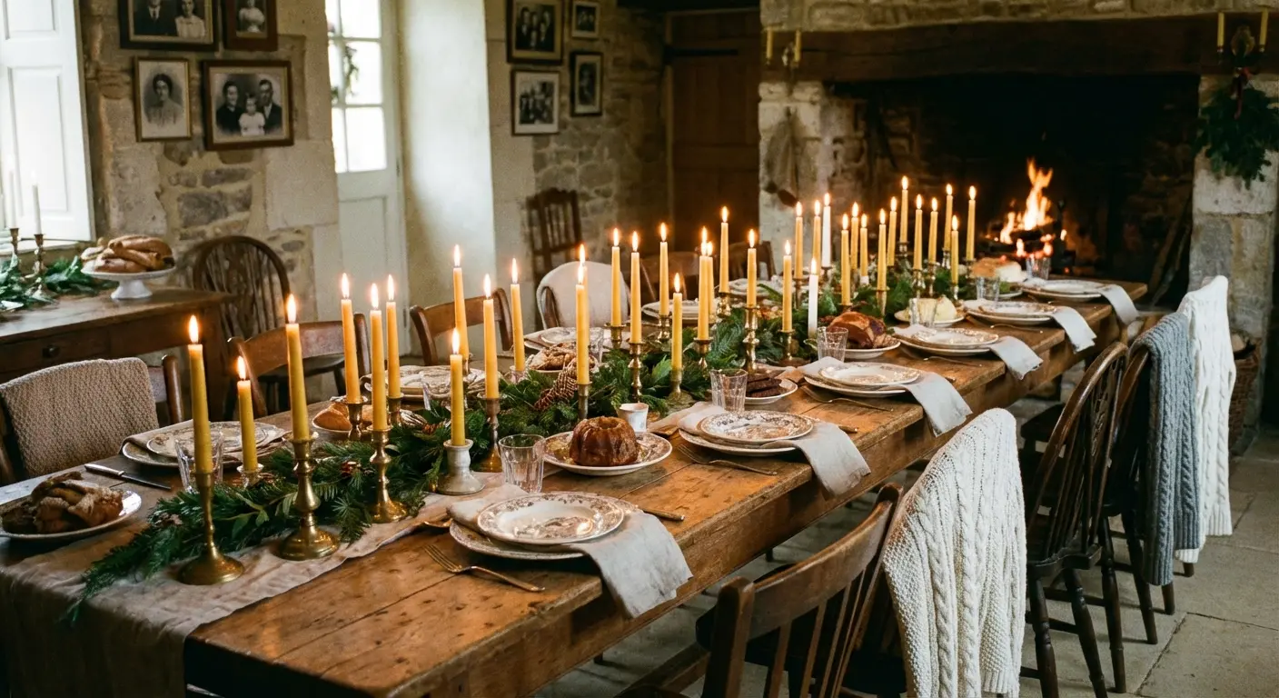 Family gathered around a dinner table celebrating traditions