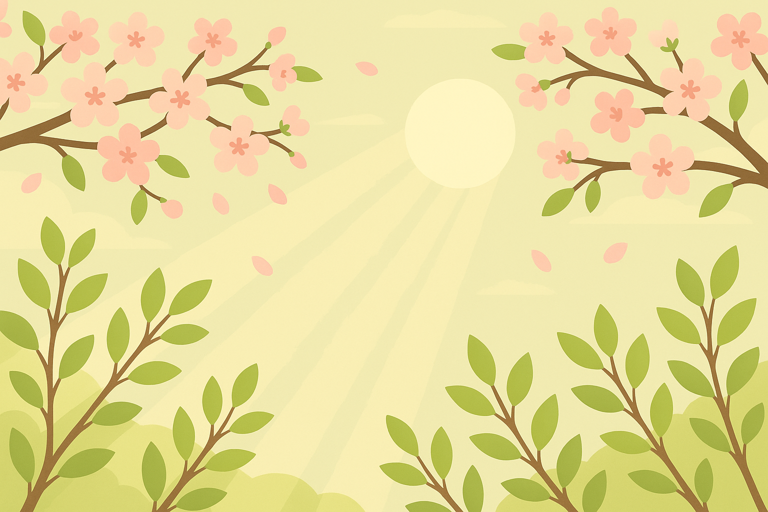 Cherry blossom branch against soft blue sky