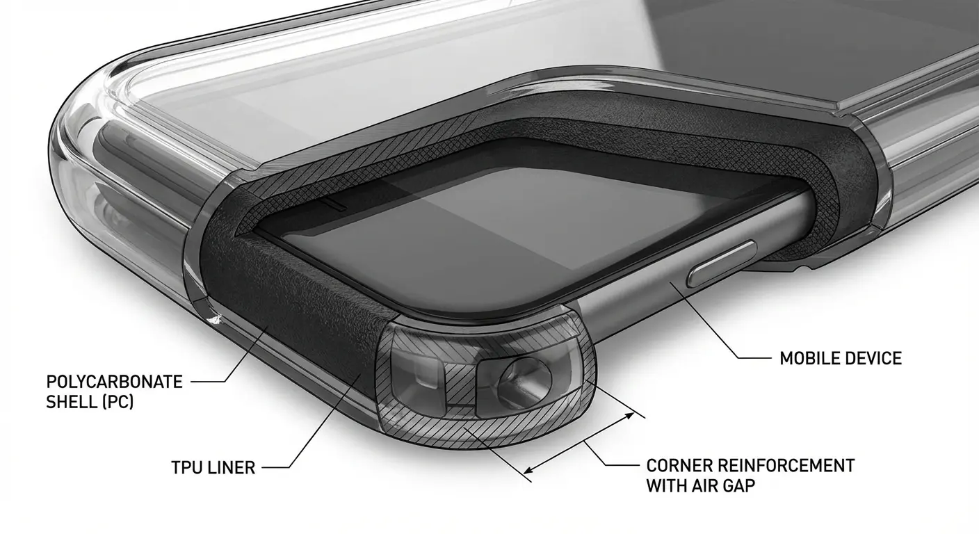 Phone case impact protection materials