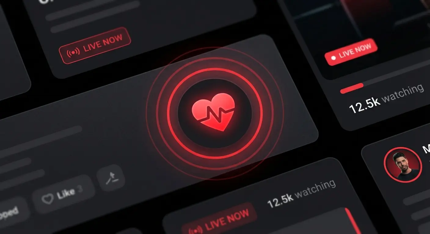 Live pulse icon with solid circle and radiating rings