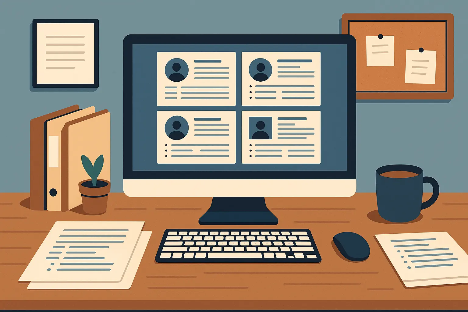 Professional resume examples displayed on desk