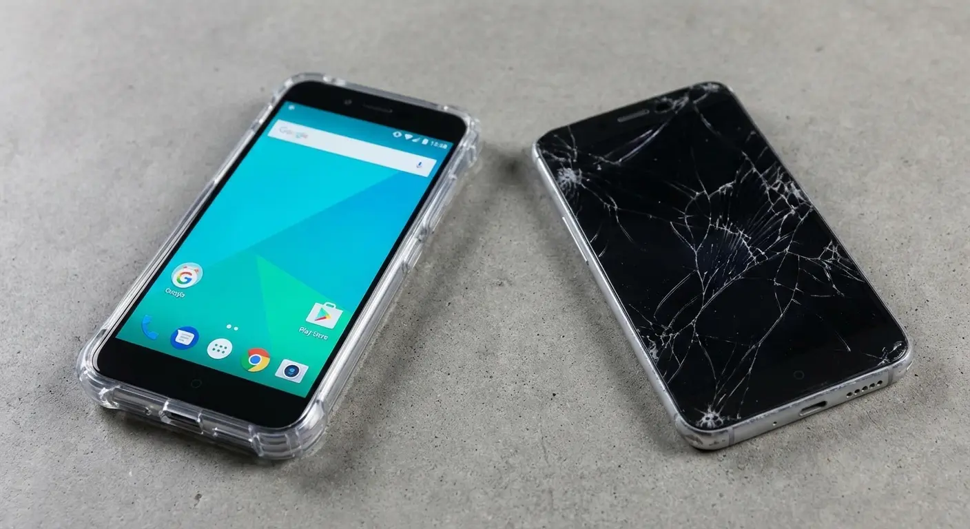 Pristine phone versus damaged phone comparison