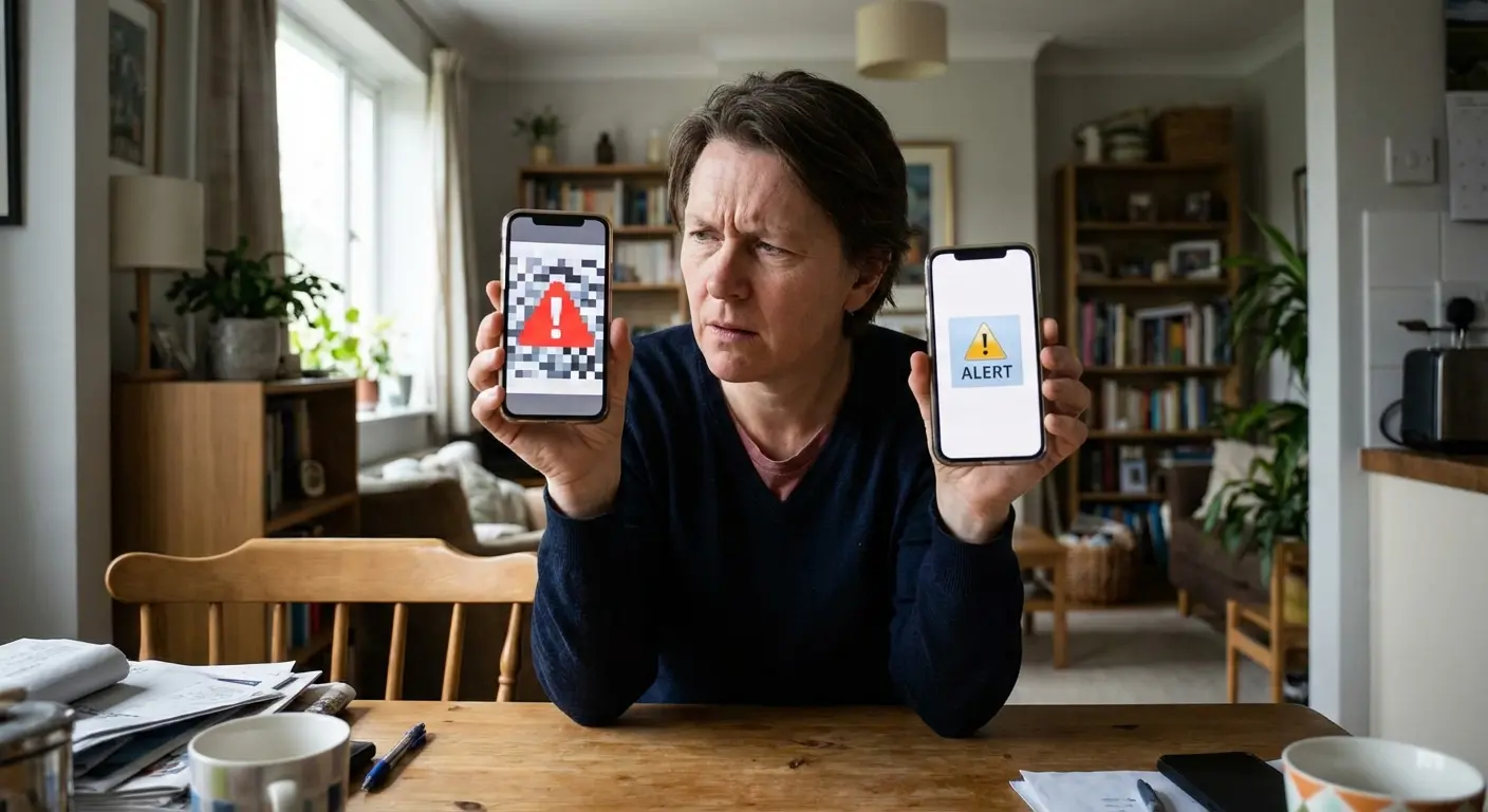 Security warning notification on smartphone