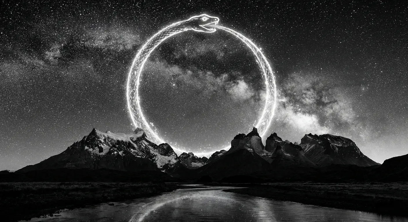 Nature scene representing continuity, like a sunrise or flowing river