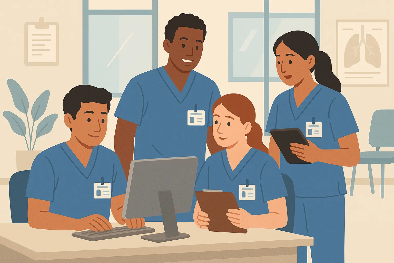 Medical assistant working in healthcare setting