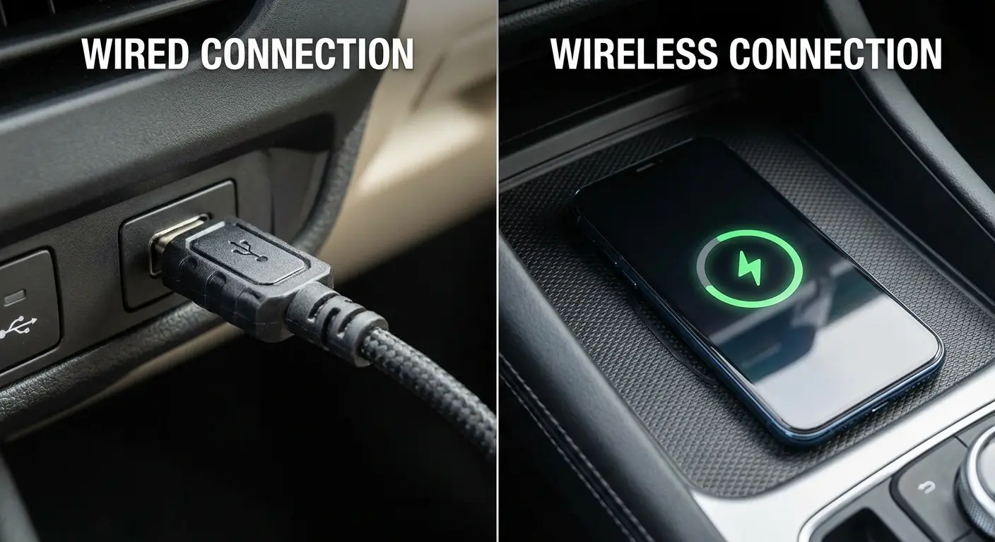 Wired vs wireless Android Auto connection comparison