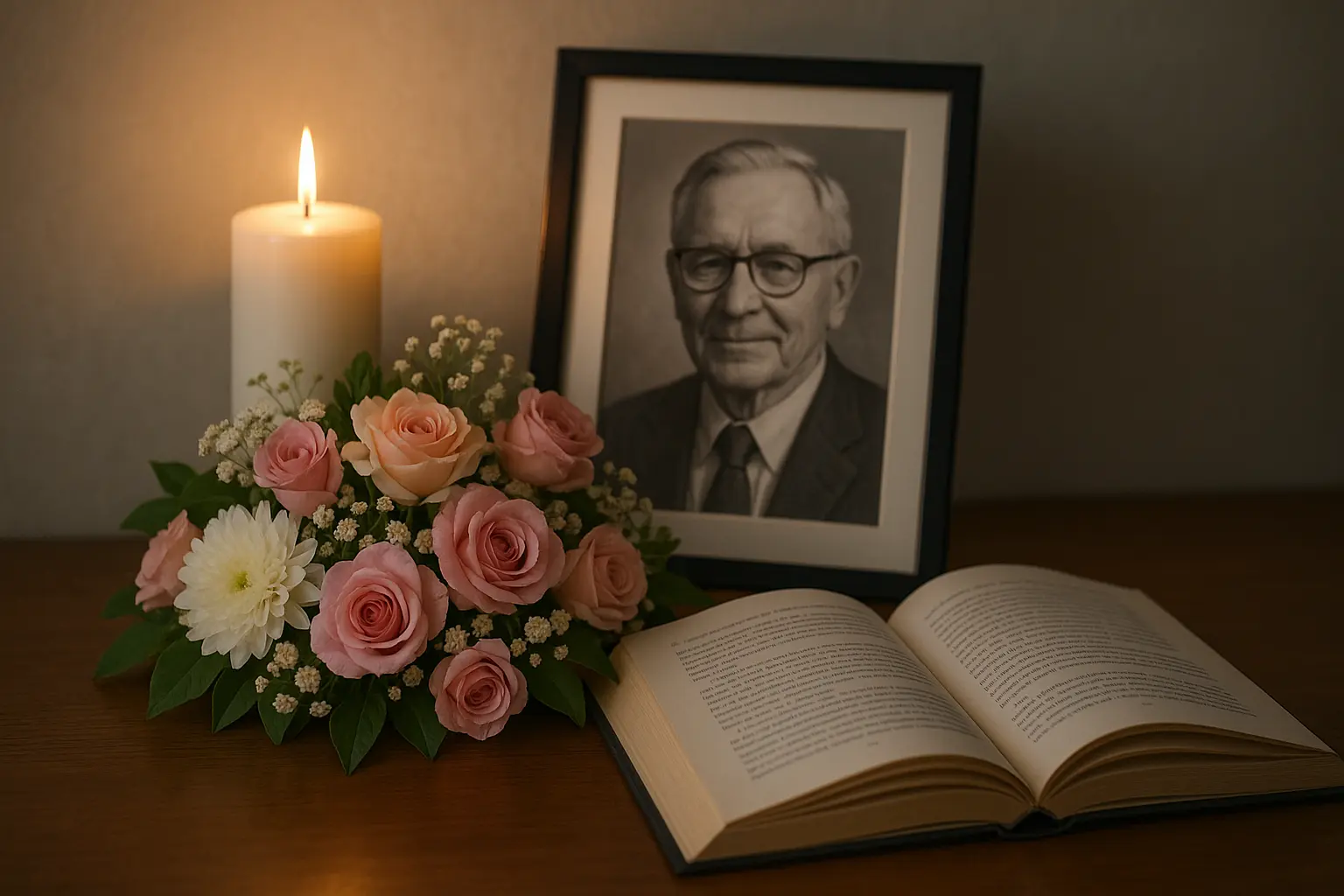 Memorial service with family gathered together