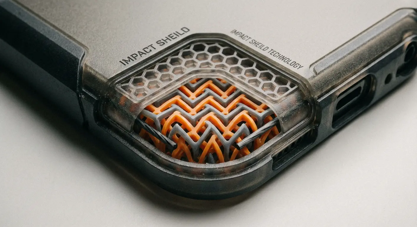 Phone case corner reinforcement detail