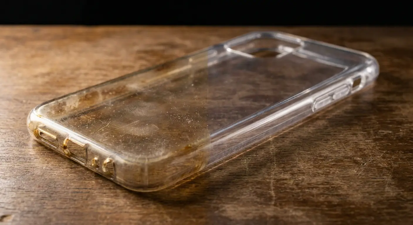 Yellowed clear phone case comparison