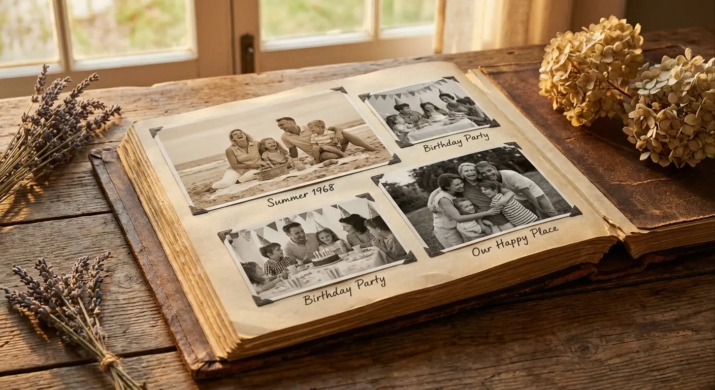 Family sharing happy memories at a memorial service