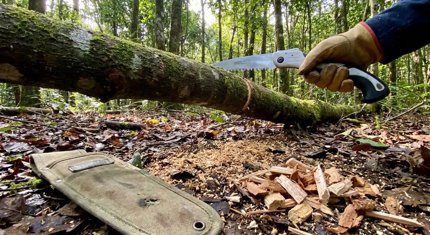 Portable saw with protective sheath for camping