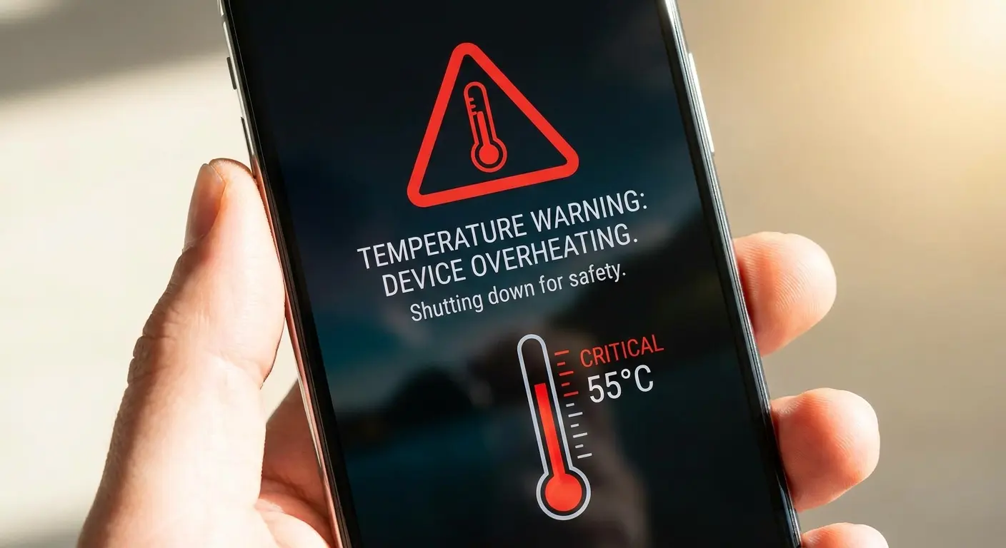 Phone temperature warning screen