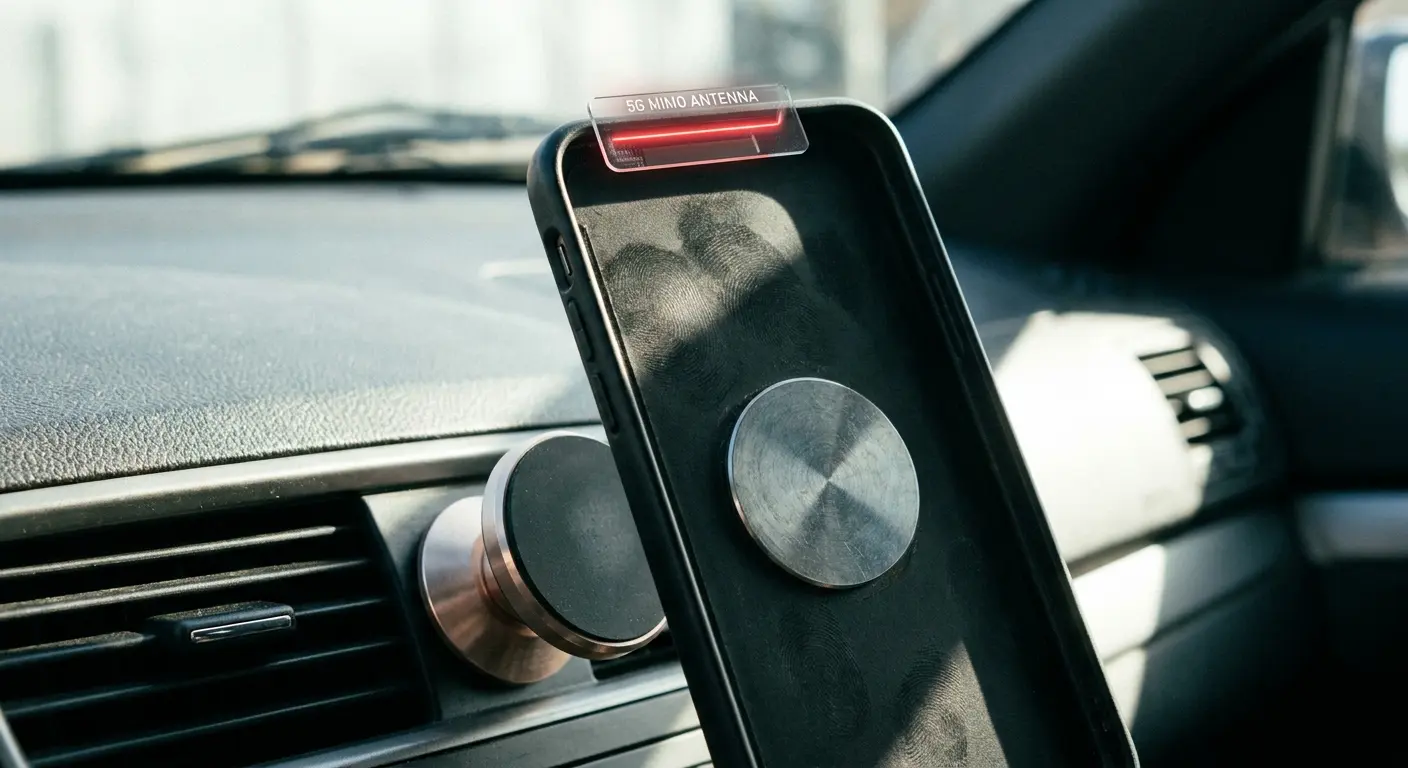 Magnetic mount interference with phone antenna