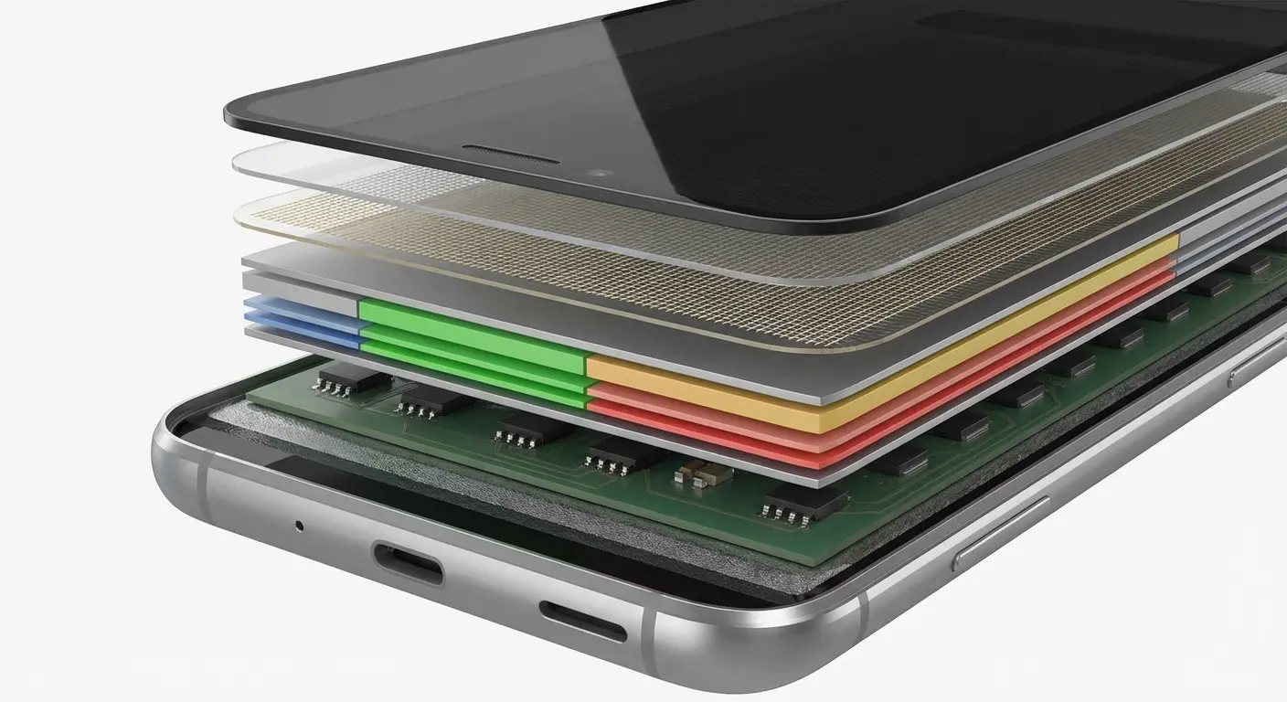 Smartphone screen layer diagram