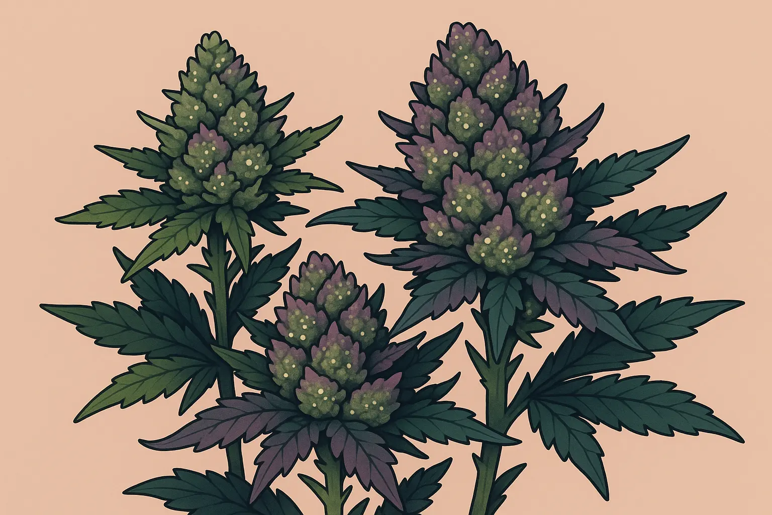 Stinky Pinky strain buds with dense trichome coverage
