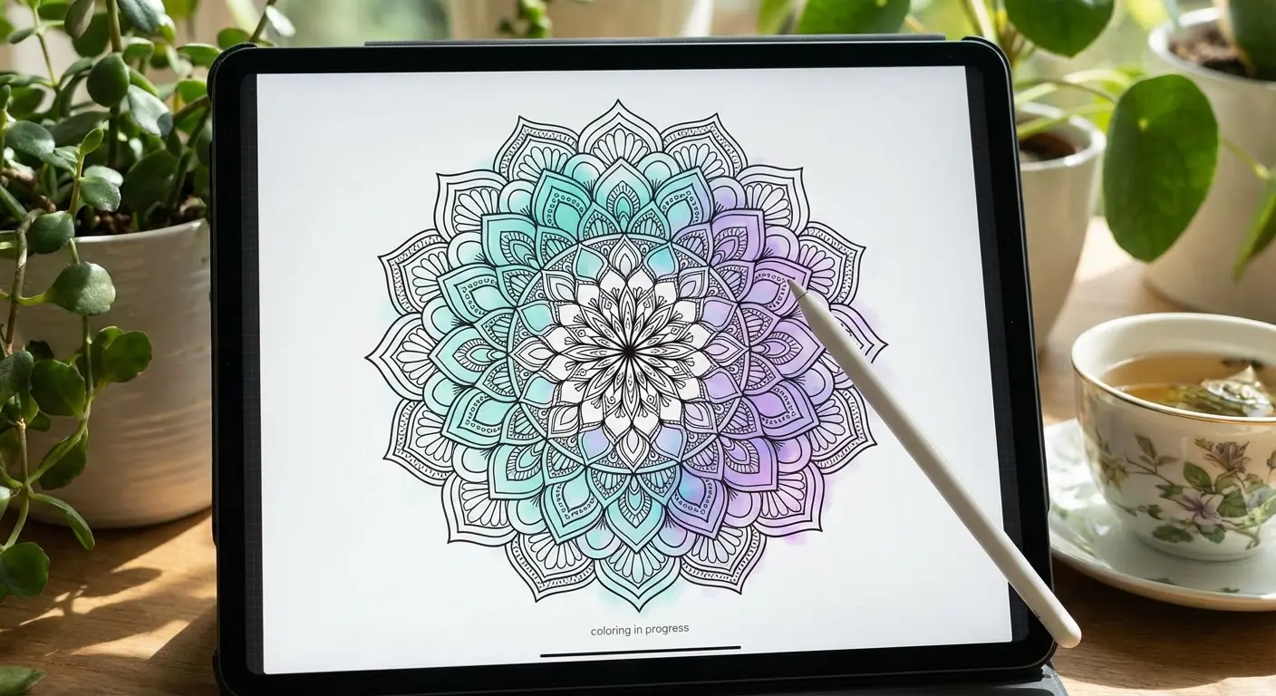 Mandala coloring page for mindfulness