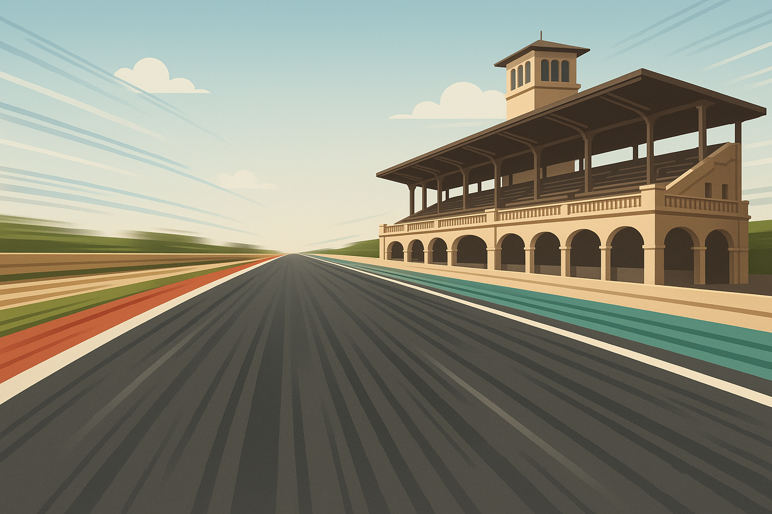 F1 cars racing at high speed on Monza main straight