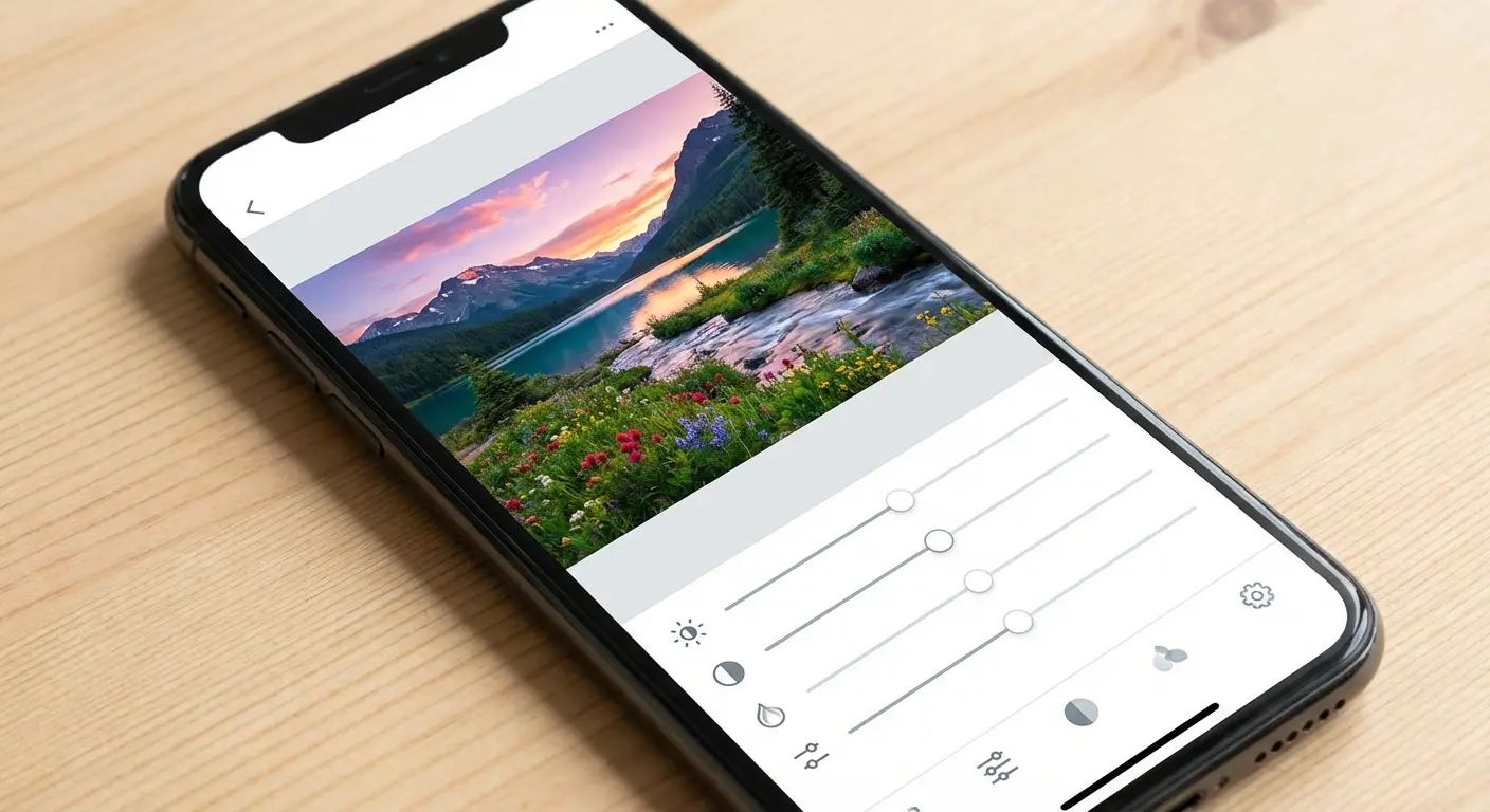 Photo editing app interface on phone