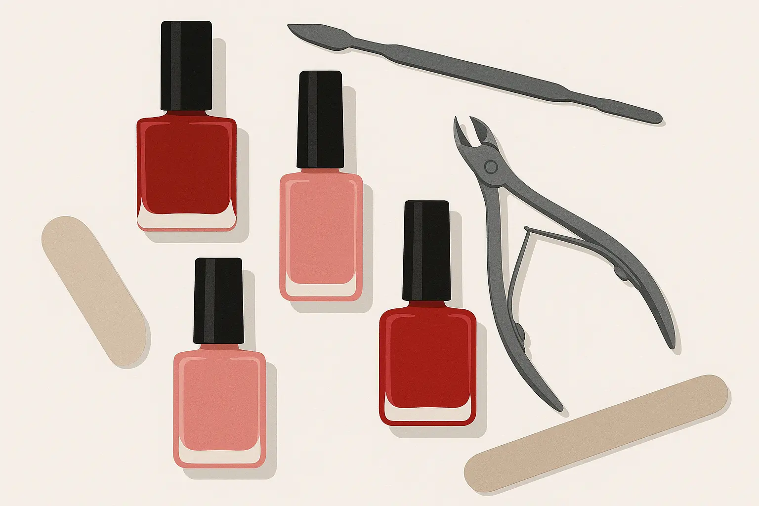 Red and pink nail design examples