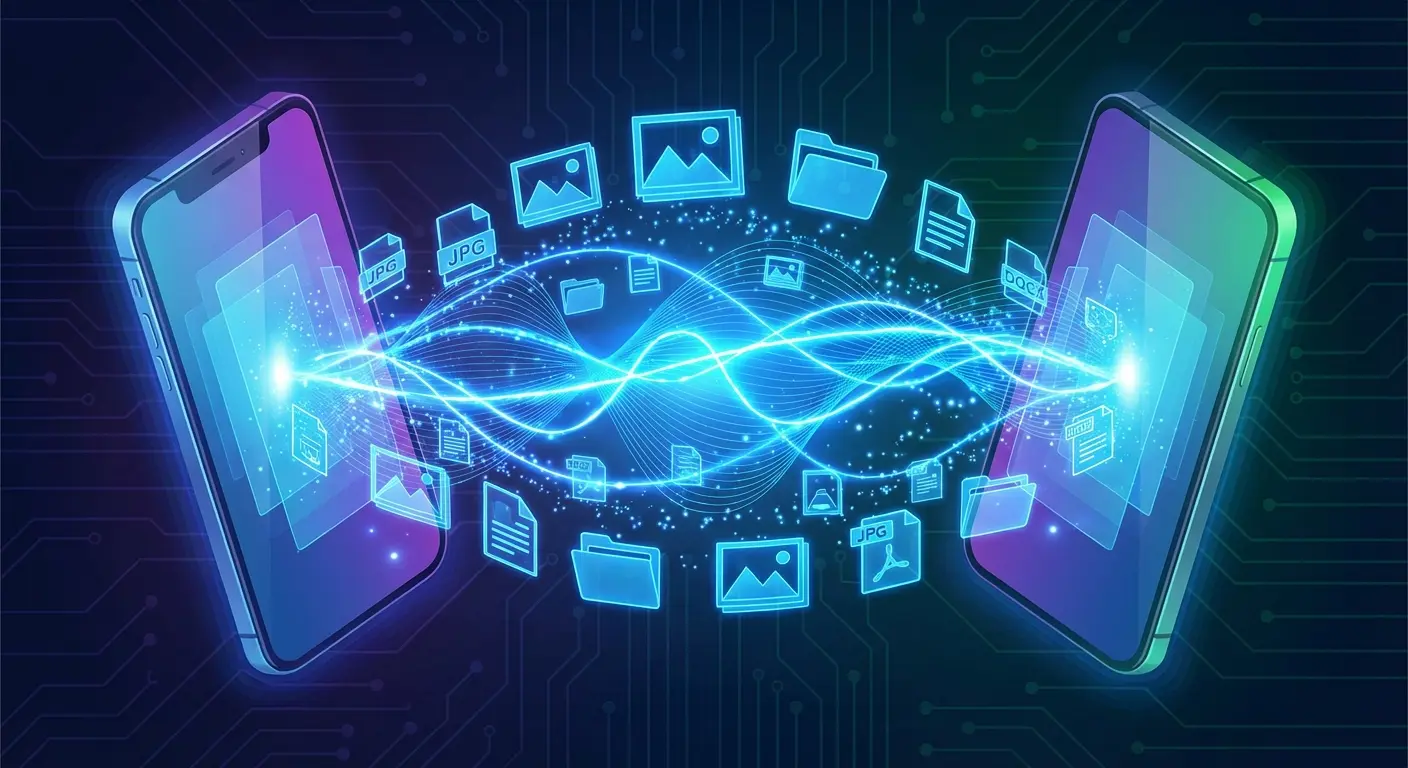 Two phones sharing files via Bluetooth