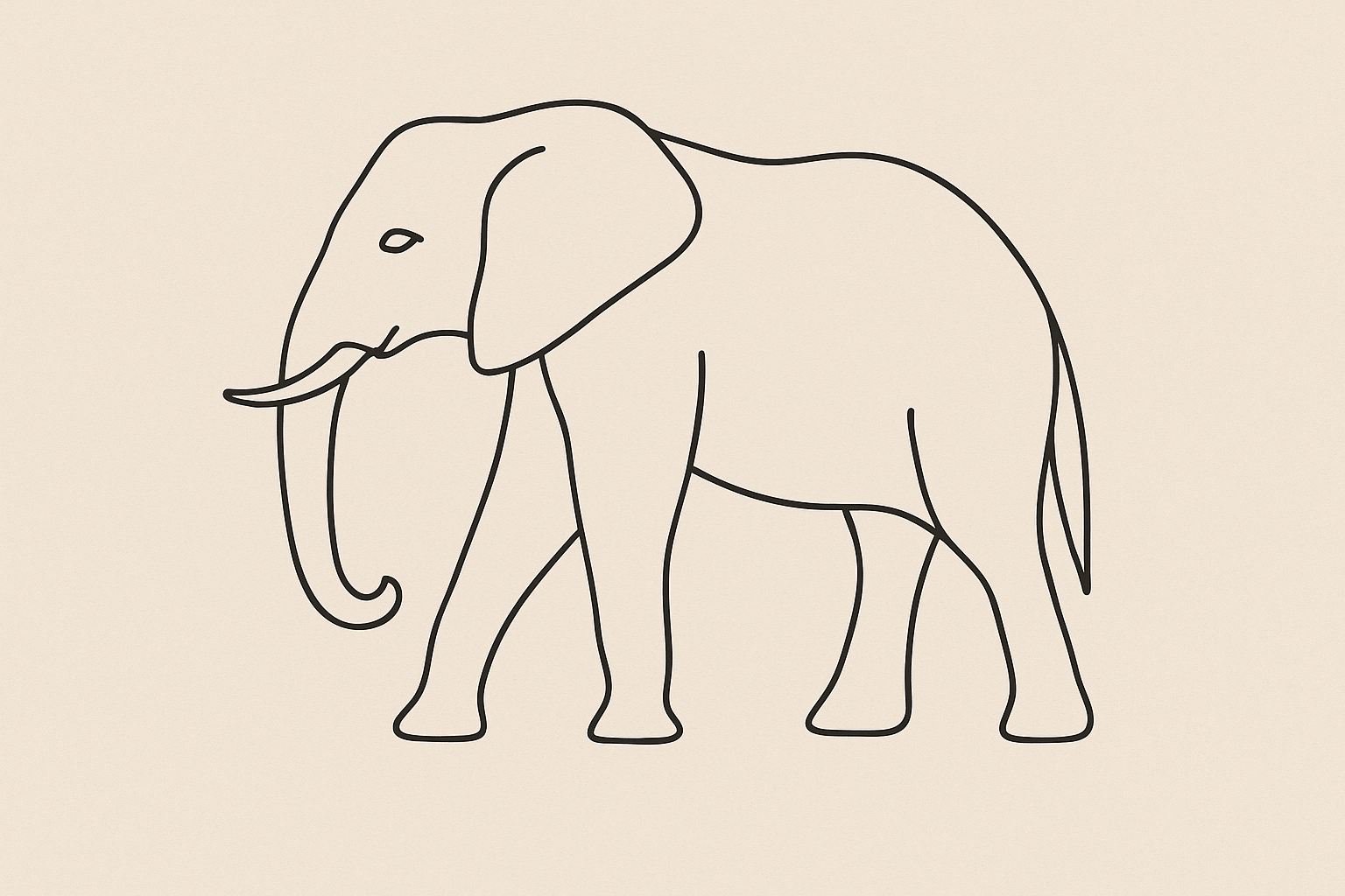 Minimalist line art elephant drawing wallpaper
