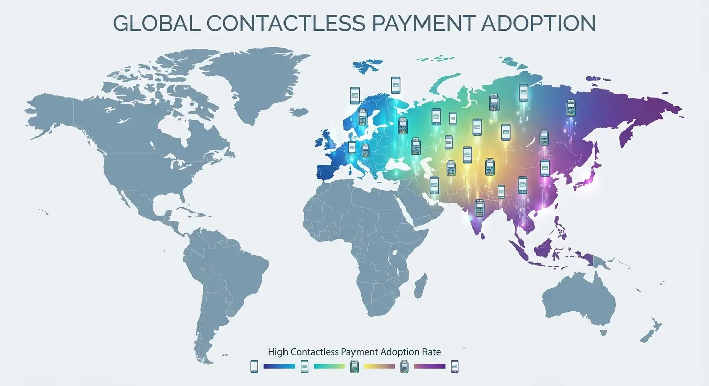 International contactless payment terminal at airport