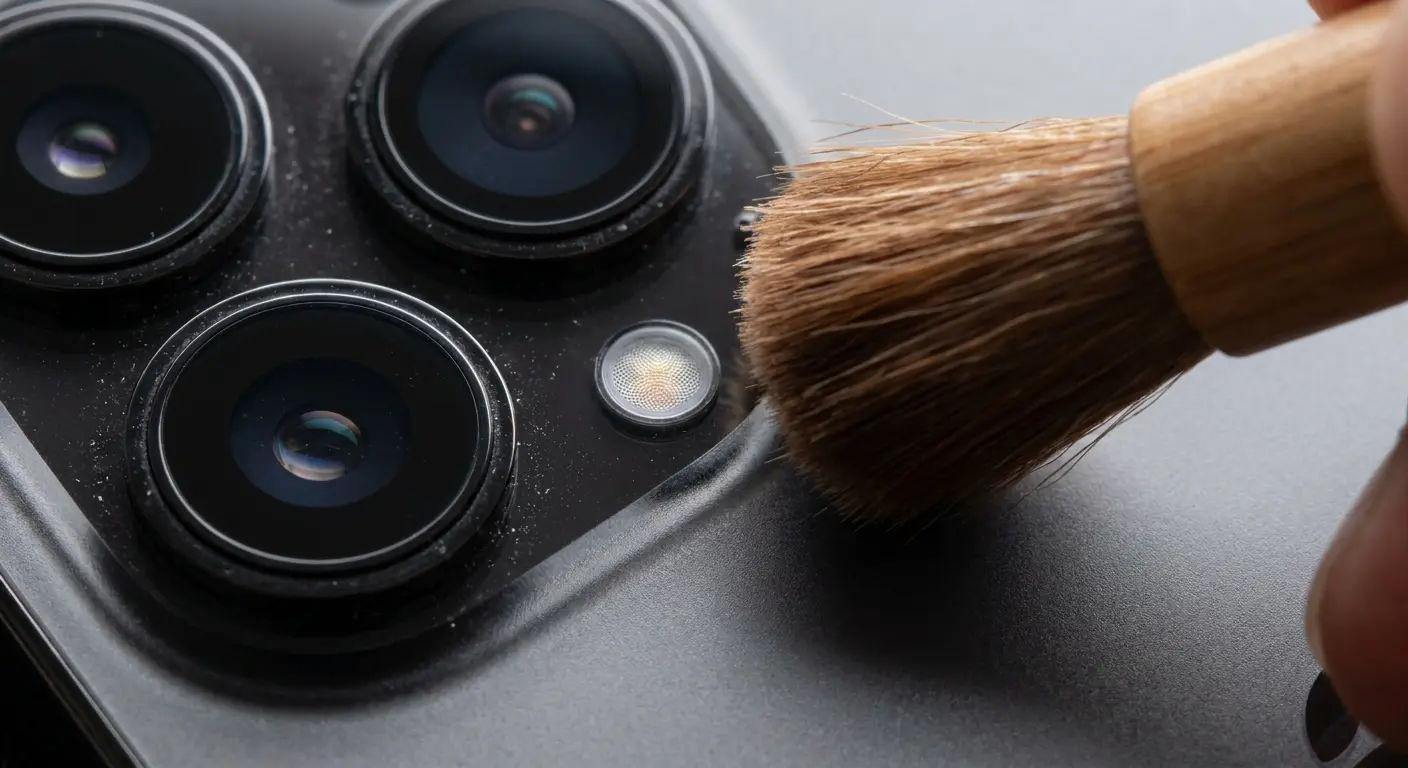 Rear iPhone microphone cleaning near camera array