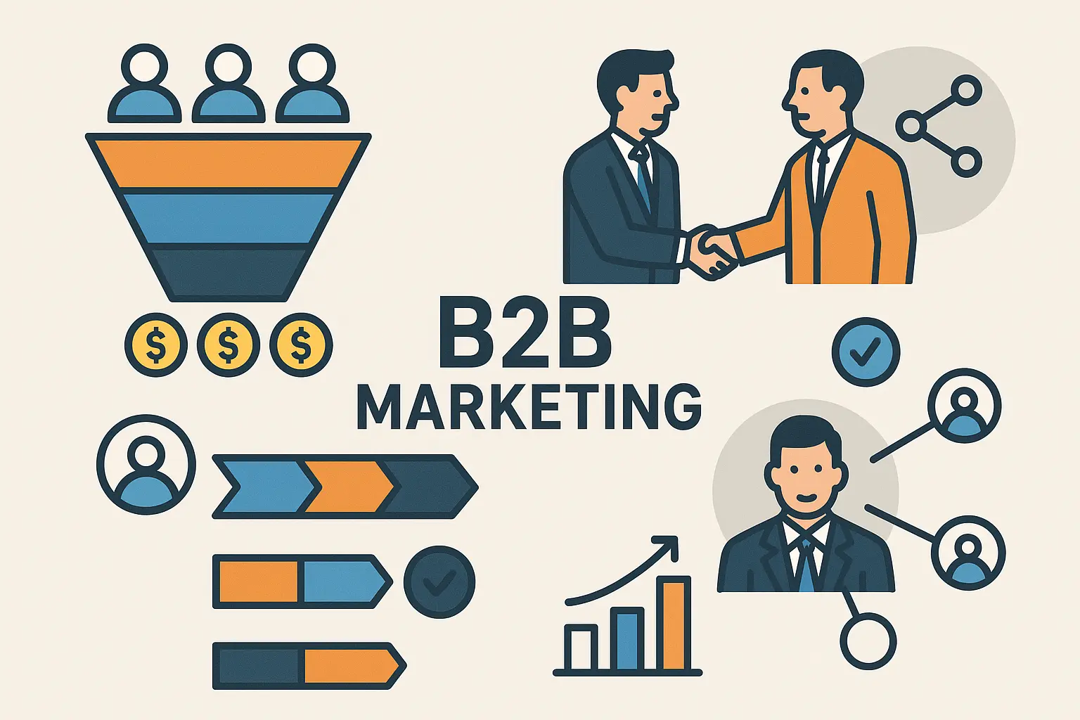 B2B marketing funnel with lead generation metrics