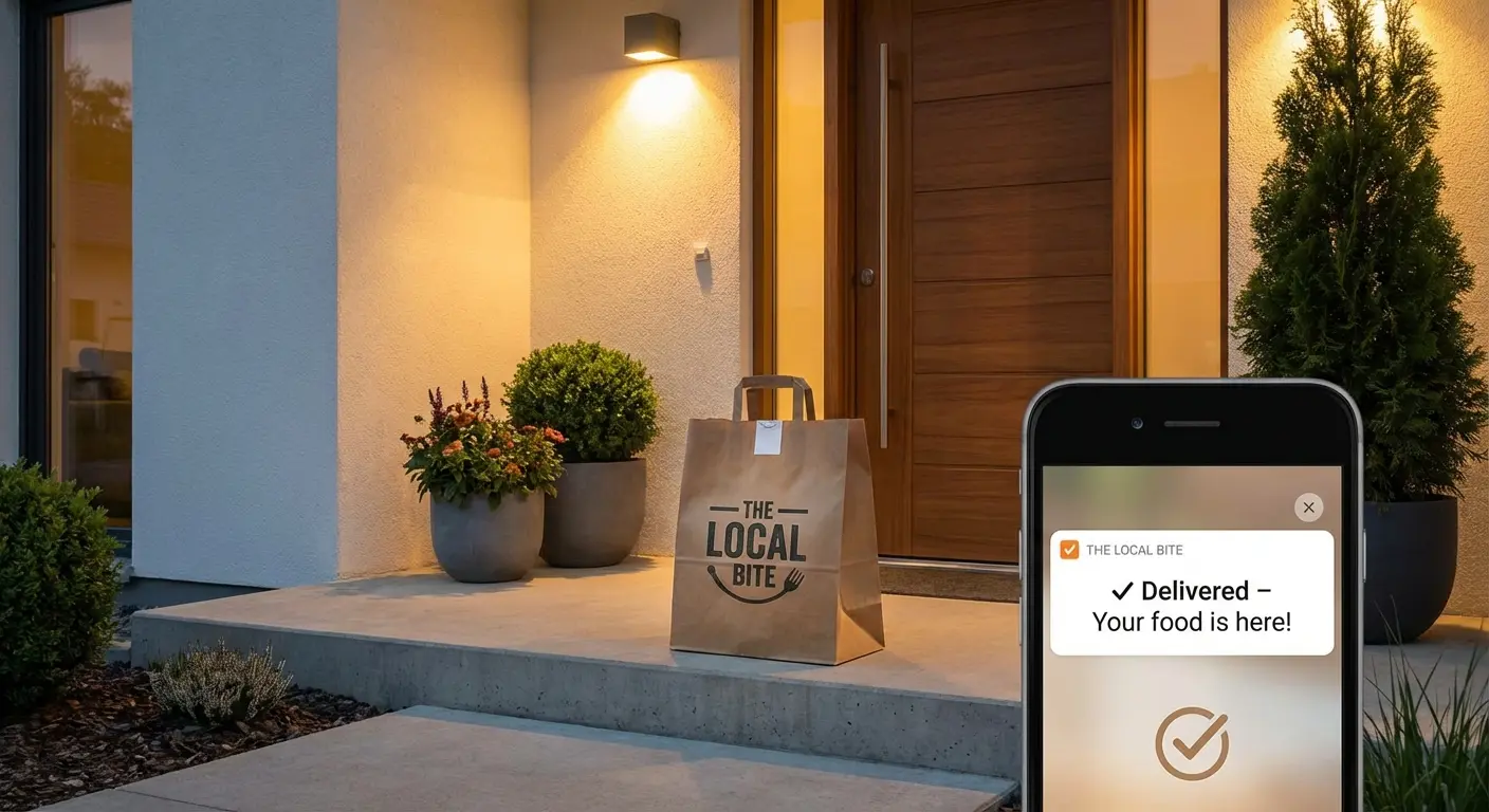 Food delivery bags and smartphone app interface