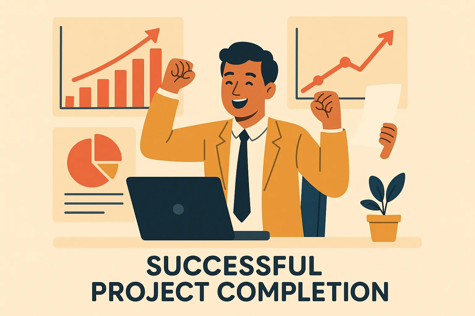 Professional celebrating achievement before salary negotiation